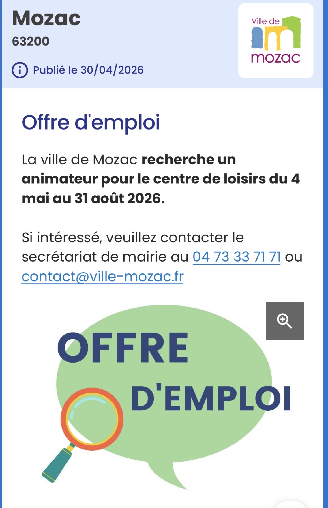 Offre d’emploi