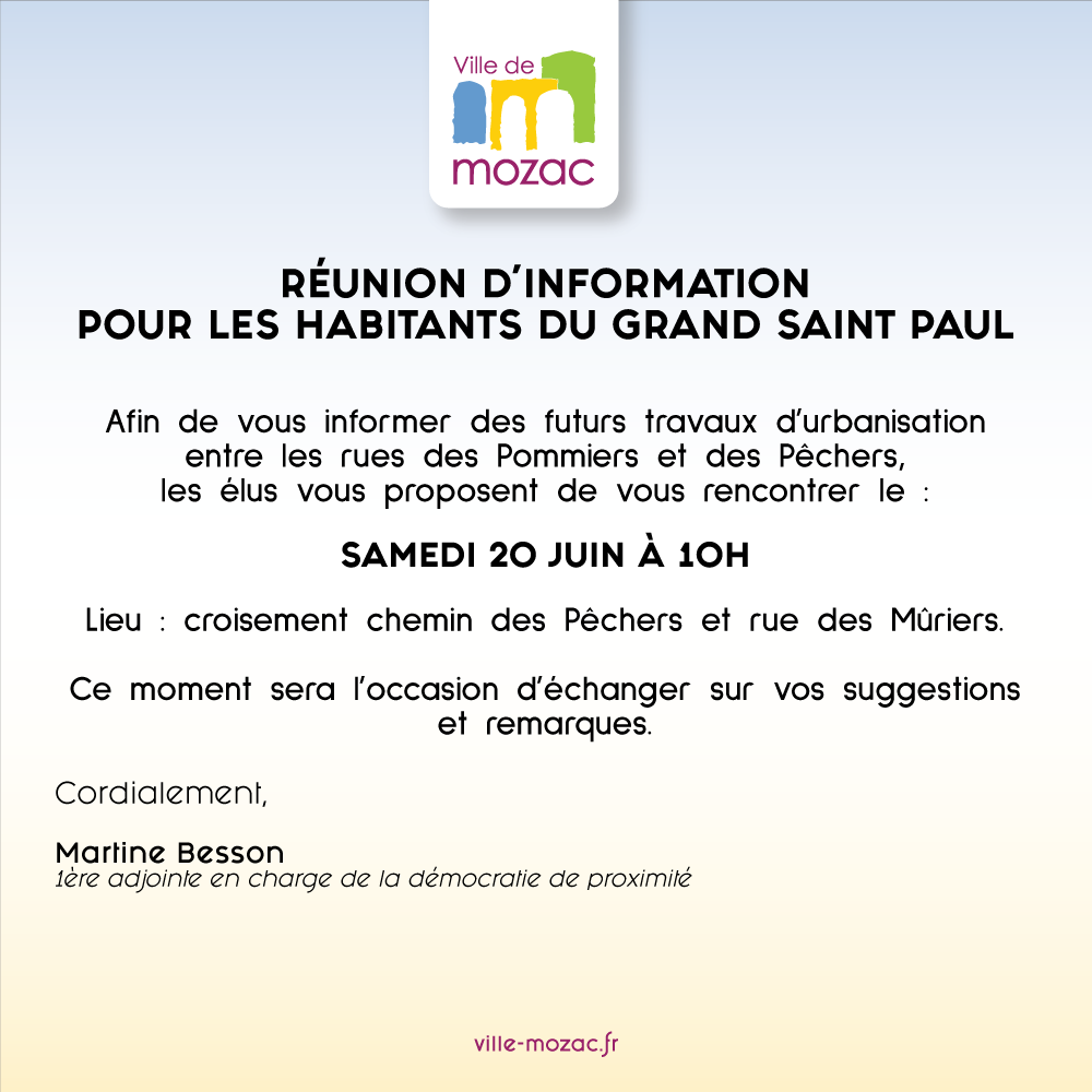 RÉUNION D&rsquo;INFORMATION