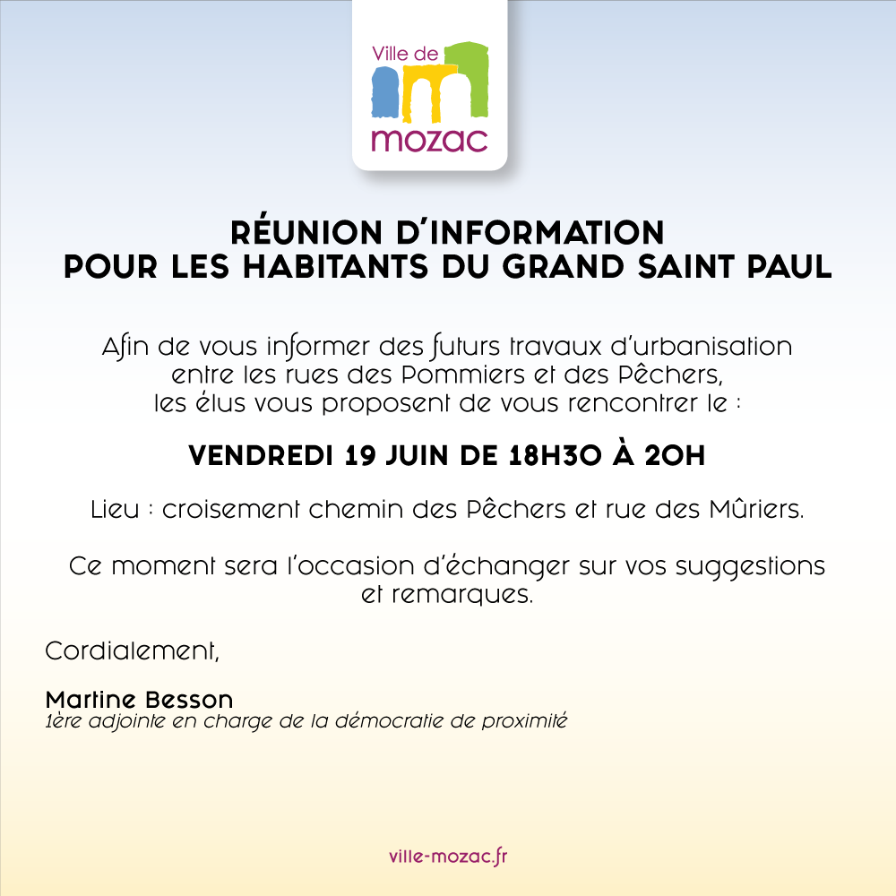 RÉUNION D&rsquo;INFORMATION
